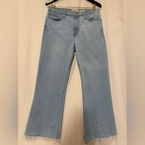 L.T.J. Letter To Juliet Light Blue Wide Leg Cropped Raw Hem Jeans Made USA - 31
